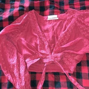 Women's URBAN OUTFITTERS Redish pink Embroidered Top